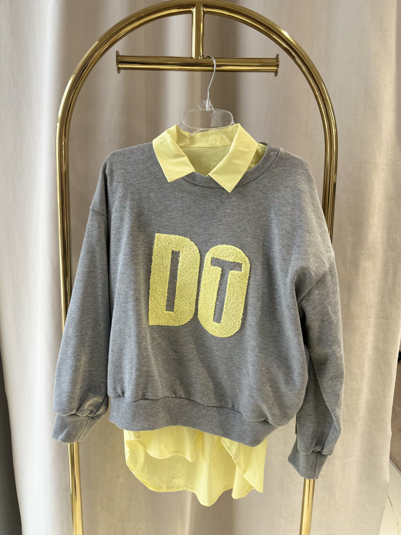 CH BLUZA SZARA Z ŻÓŁTĄ KOSZULA