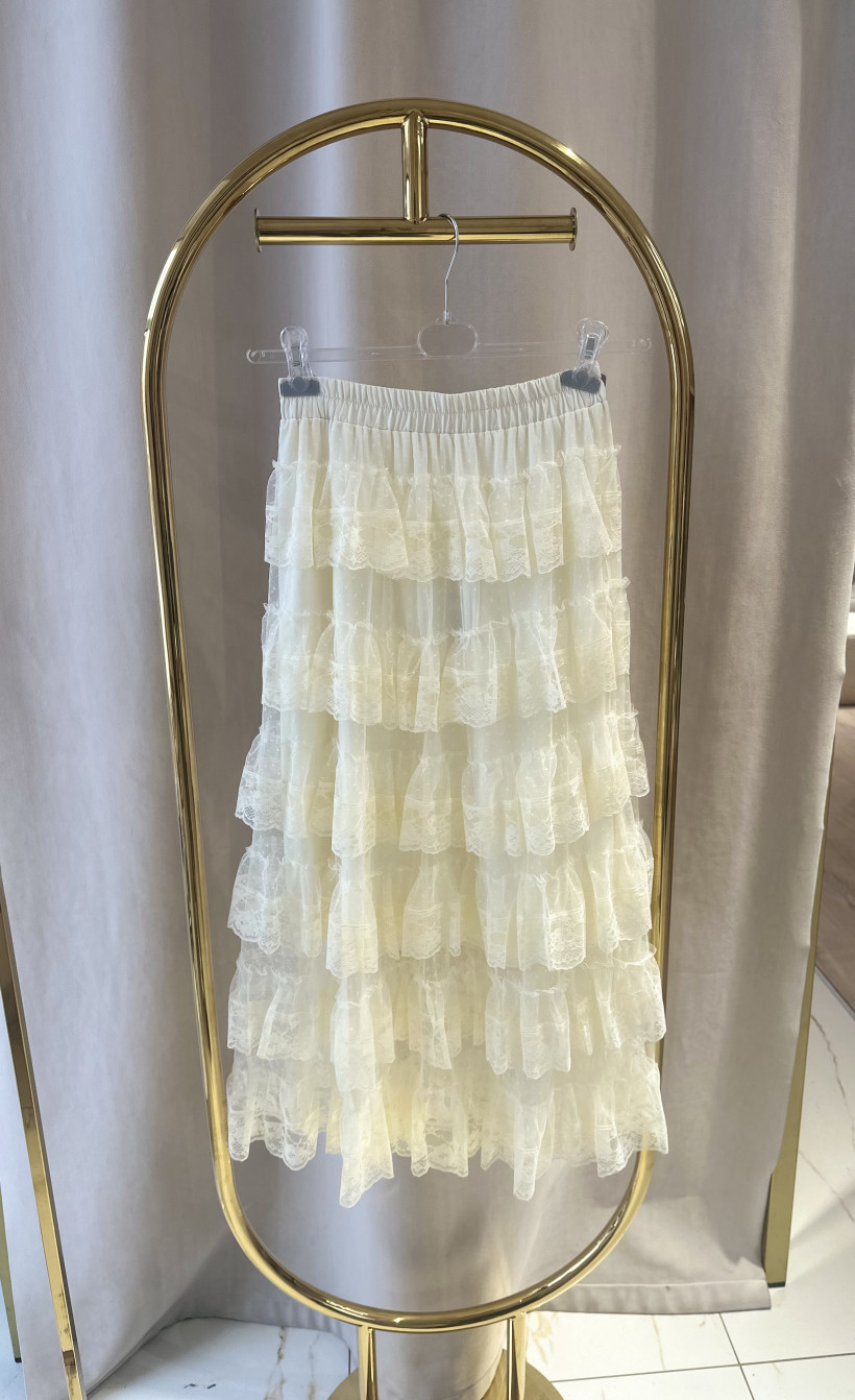 LAM SPÓDNICA DŁUGA BUDYŃ FALBANY