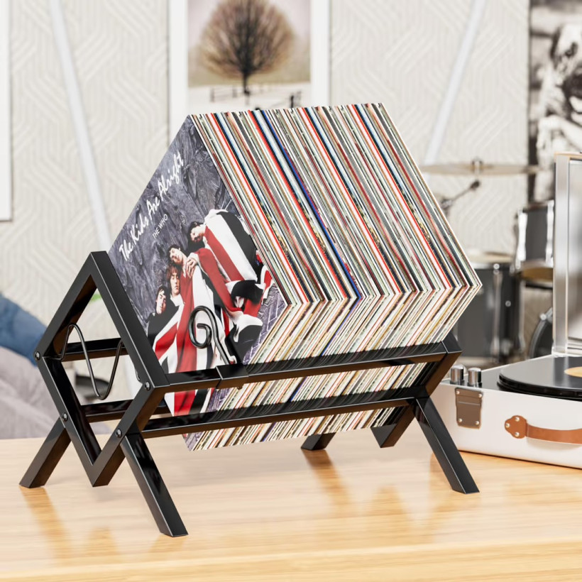 metalowy stojak na płyty winylowe 