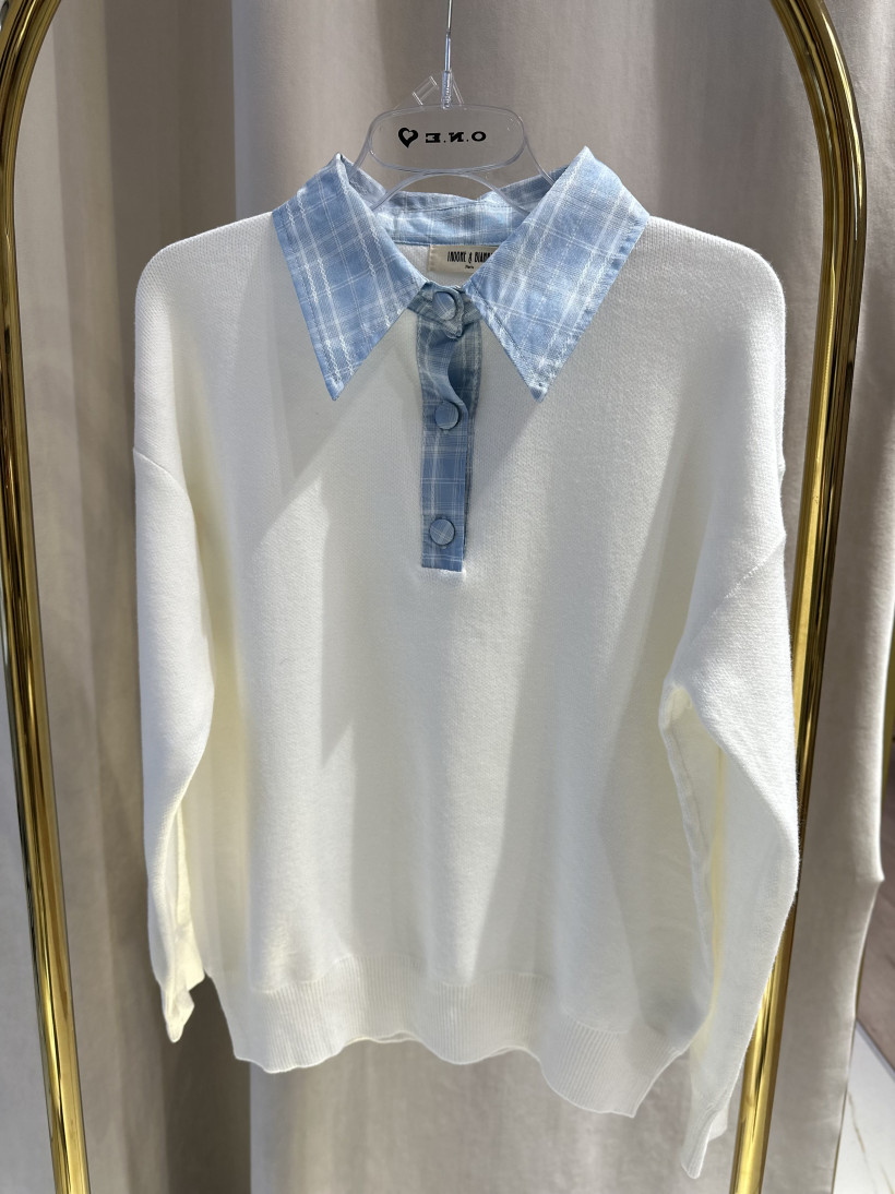 BIANCA SWETEREK ŚMIETANKOWY KOŁNIERZ KRATA