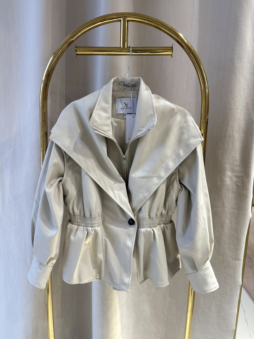 FAS KURTKA Z TALIOWANIEM DUŻY KOŁNIERZ