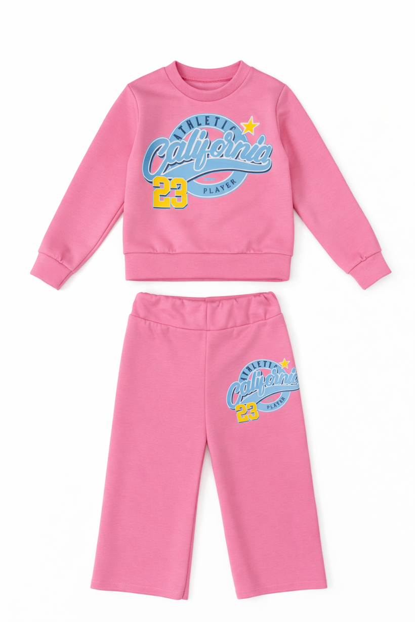 W Komplet bluza i szwedy CALIFORNIA 2189-RÓŻ