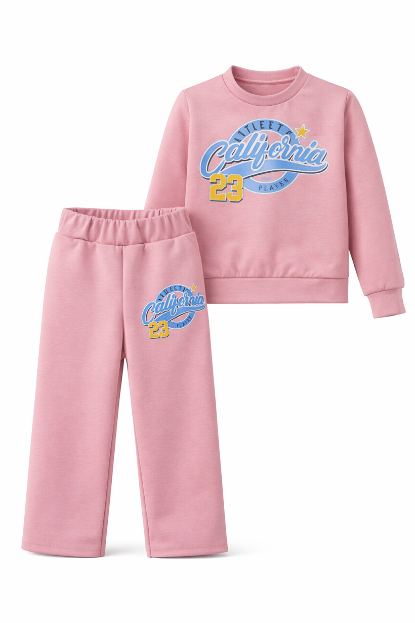 W Komplet bluza  i szwedy CALIFORNIA 2189-jasny róż