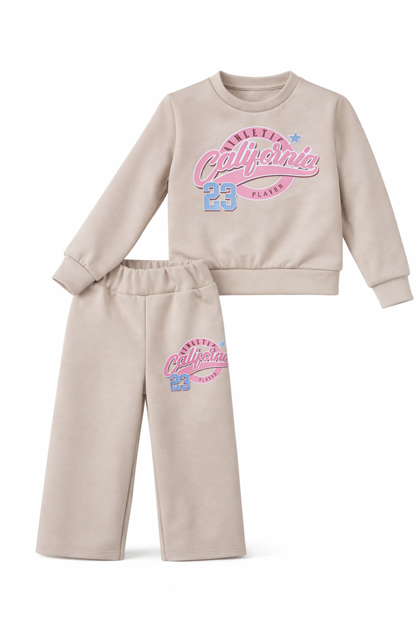 W Komplet bluza i szwedy CALIFORNIA 2189-BEŻ