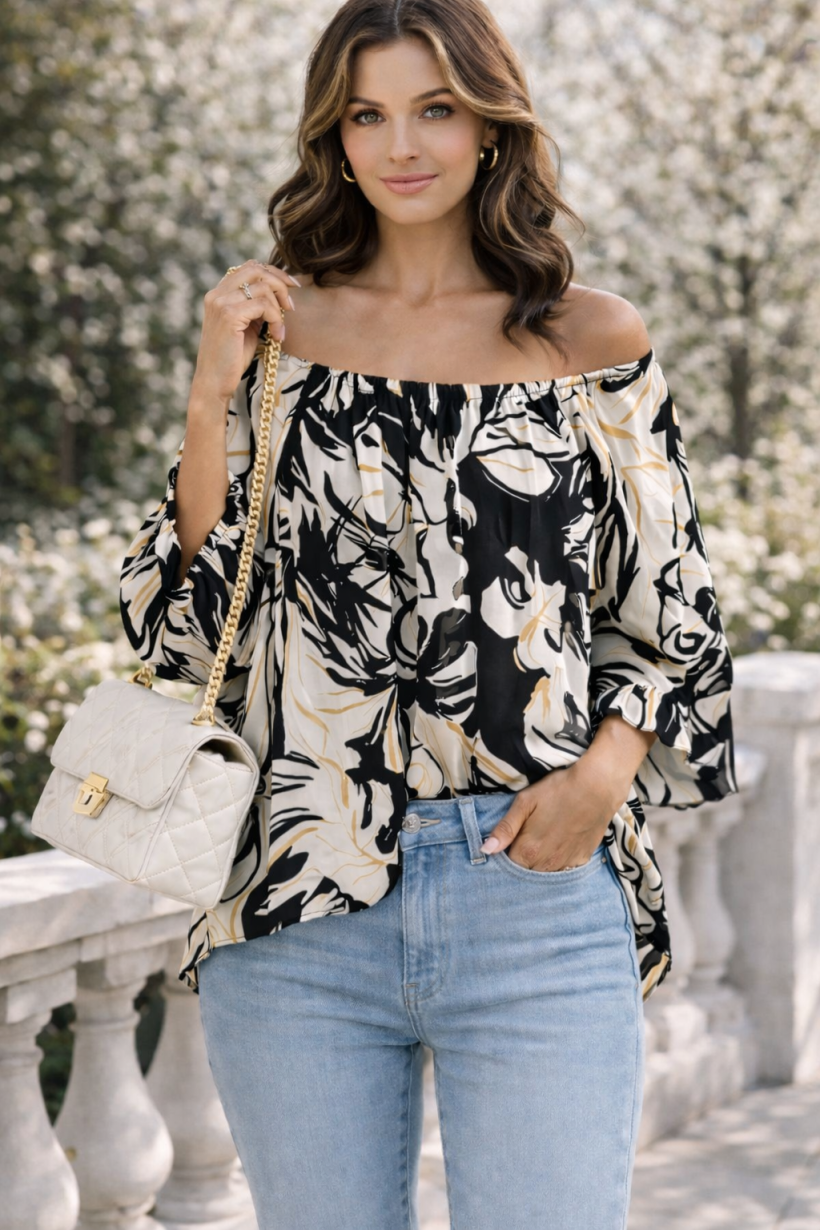 BLUZKA HISZPANKA KWIATY