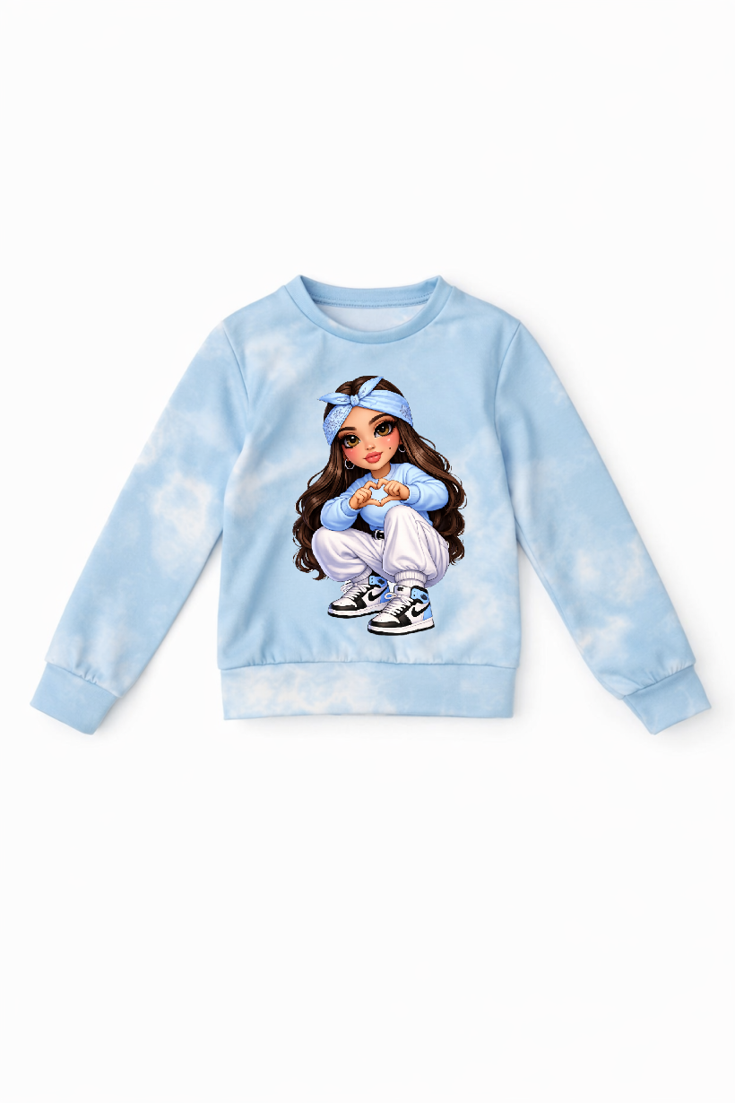 Z Bluza dekatyzowana 22189- BABY BLUE - Dziewczynka w opasce
