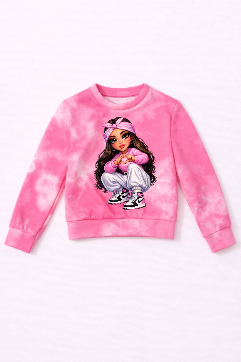 Z Bluza dekatyzowana 22189- FUKSJA - Dziewczynka w opasce