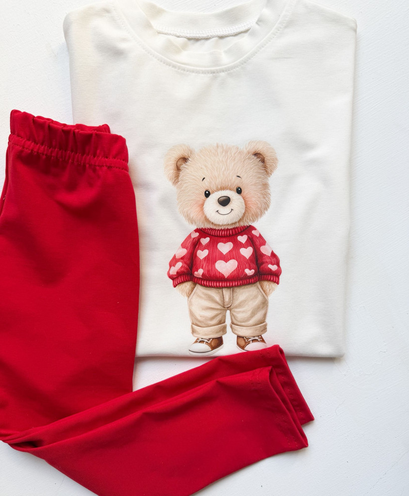 T-SHIRT ECRU MIŚ W SWETERKU MAM TEN LUZ 