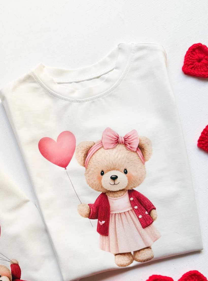 T-SHIRT MIŚ DZIEWCZYNKA Z BALONEM MAM TEN LUZ 