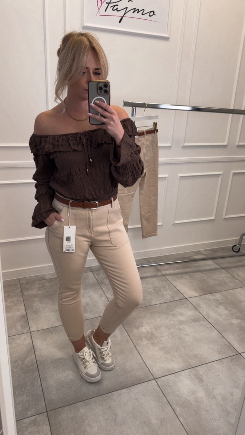 Spodnie jeans beżowe 14326