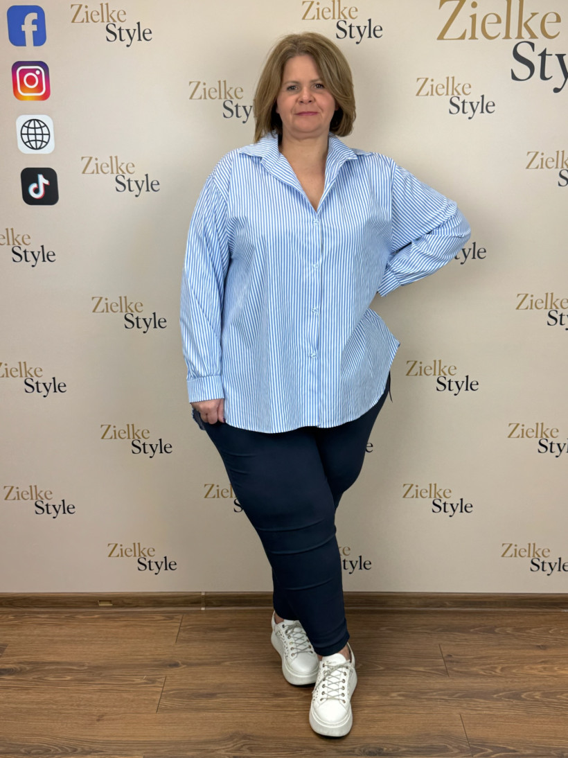 Italia nr 8 - Koszula w paski - 27996/17996 - niebieska