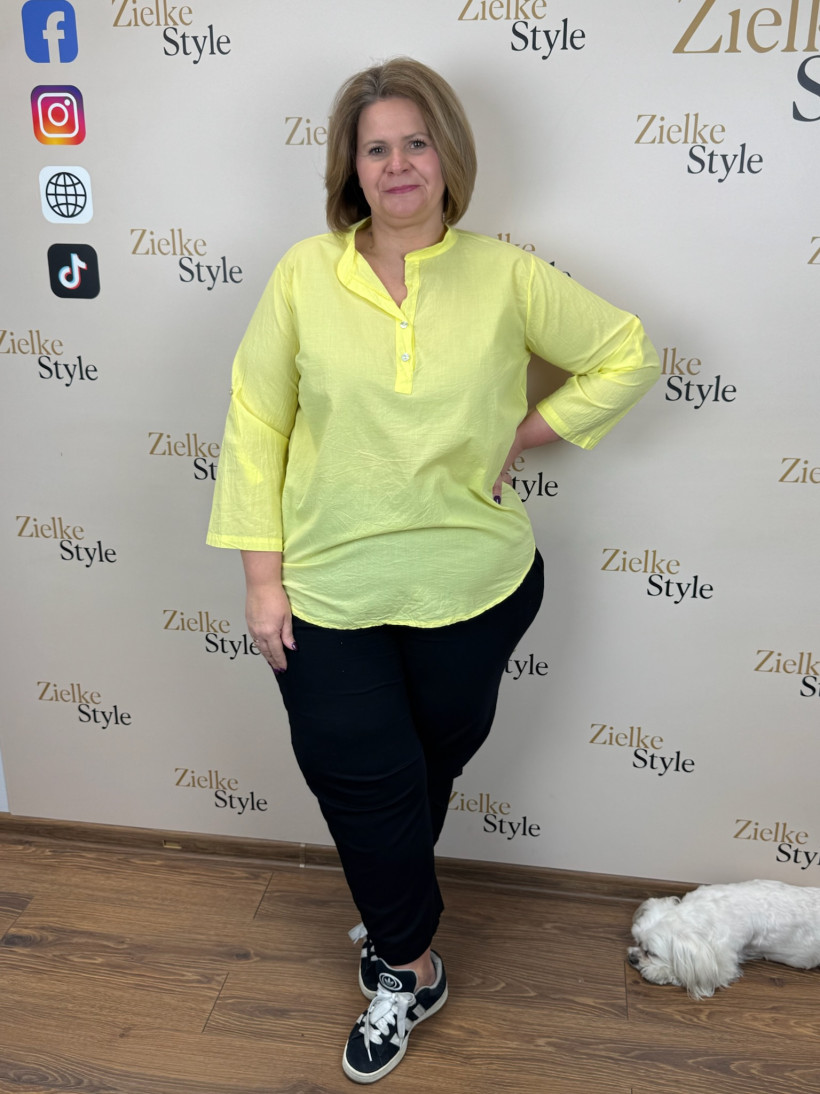 Italia nr 8 - Koszula jednokolorowa bawełniana - 6533 - żółta