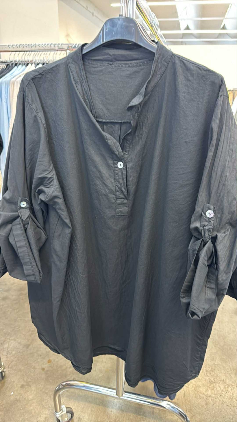 Italia nr 8 - Koszula jednokolorowa bawełniana - 6533 - czarna