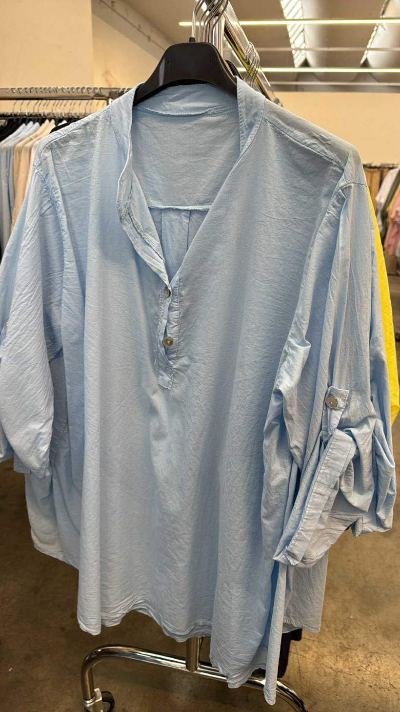 Italia nr 8 - Koszula jednokolorowa bawełniana - 6533 - niebieska