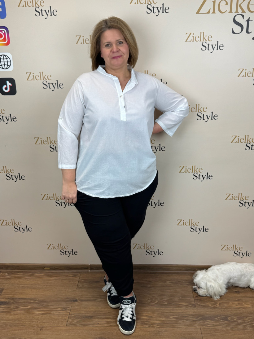 Italia nr 8 - Koszula jednokolorowa bawełniana - 6533 - biała