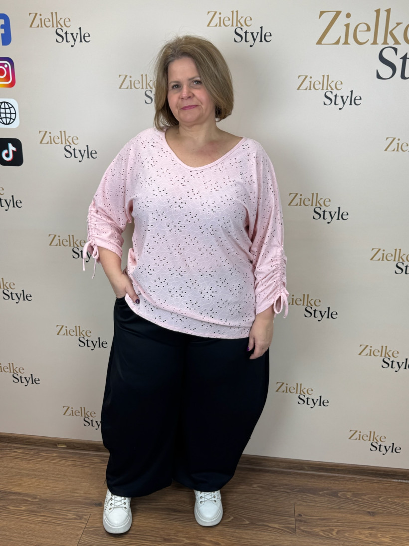 Italia nr 8 - Tunika jednokolorowa dziurkowana - 5669 - różowa