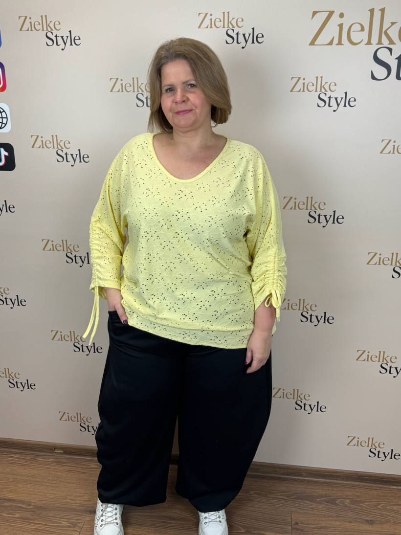 Italia nr 8 - Tunika jednokolorowa dziurkowana - 5669 - żółta