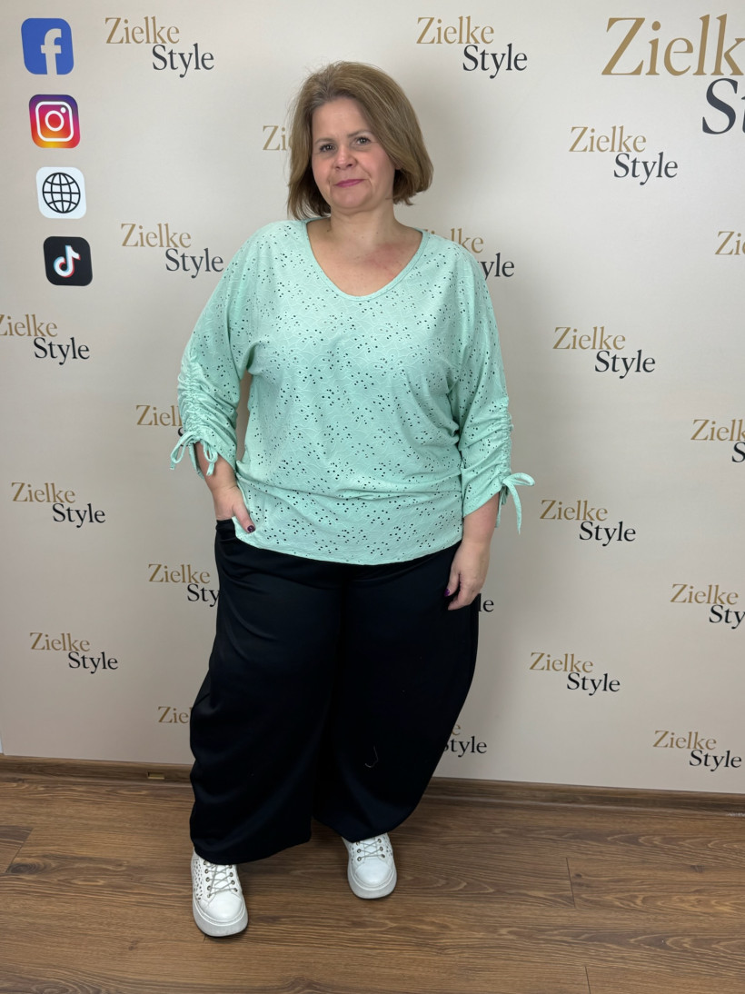 Italia nr 8 - Tunika jednokolorowa dziurkowana - 5669 - mięta