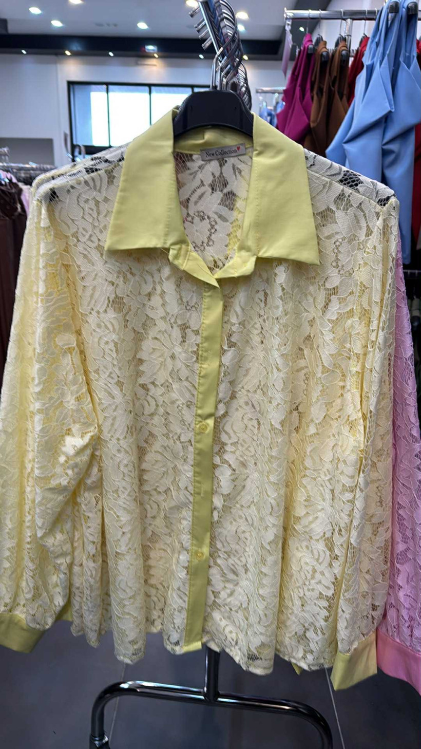 Italia nr 8 - Koszula jednokolorowa koronkowa Wł.260099 - żółty