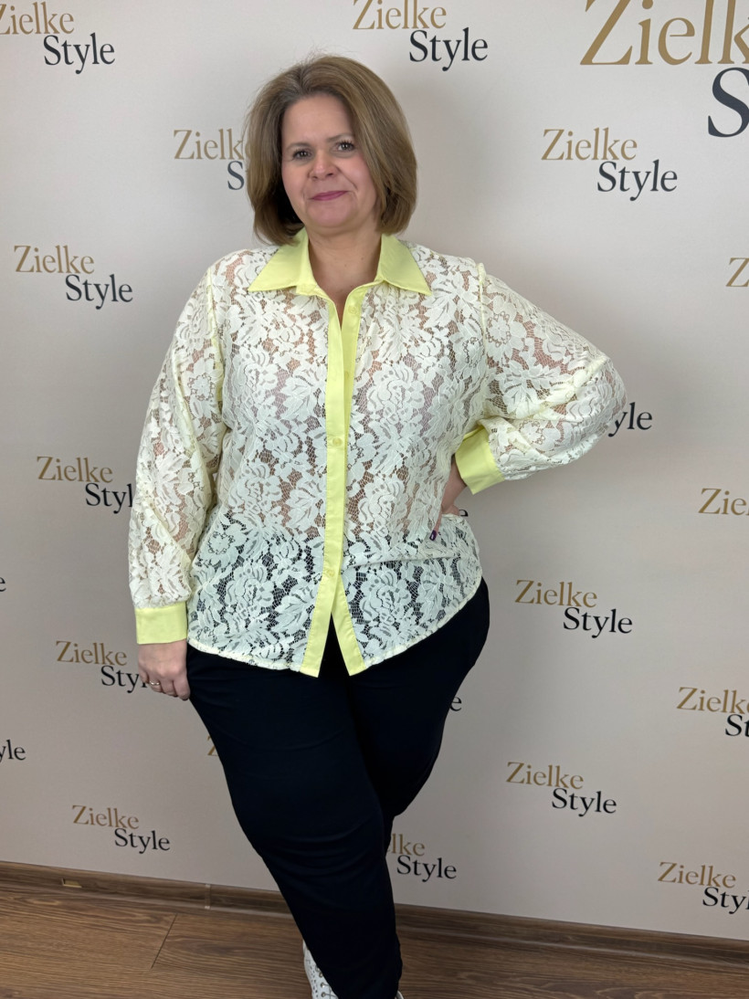 Italia nr 8 - Koszula jednokolorowa koronkowa Wł.260099 - żółty