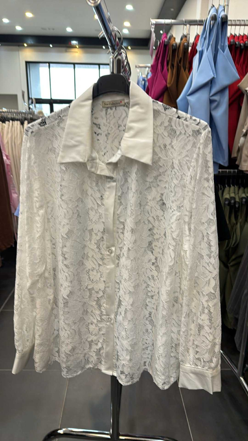 Italia nr 8 - Koszula jednokolorowa koronkowa Wł.260099 - śmietankowy