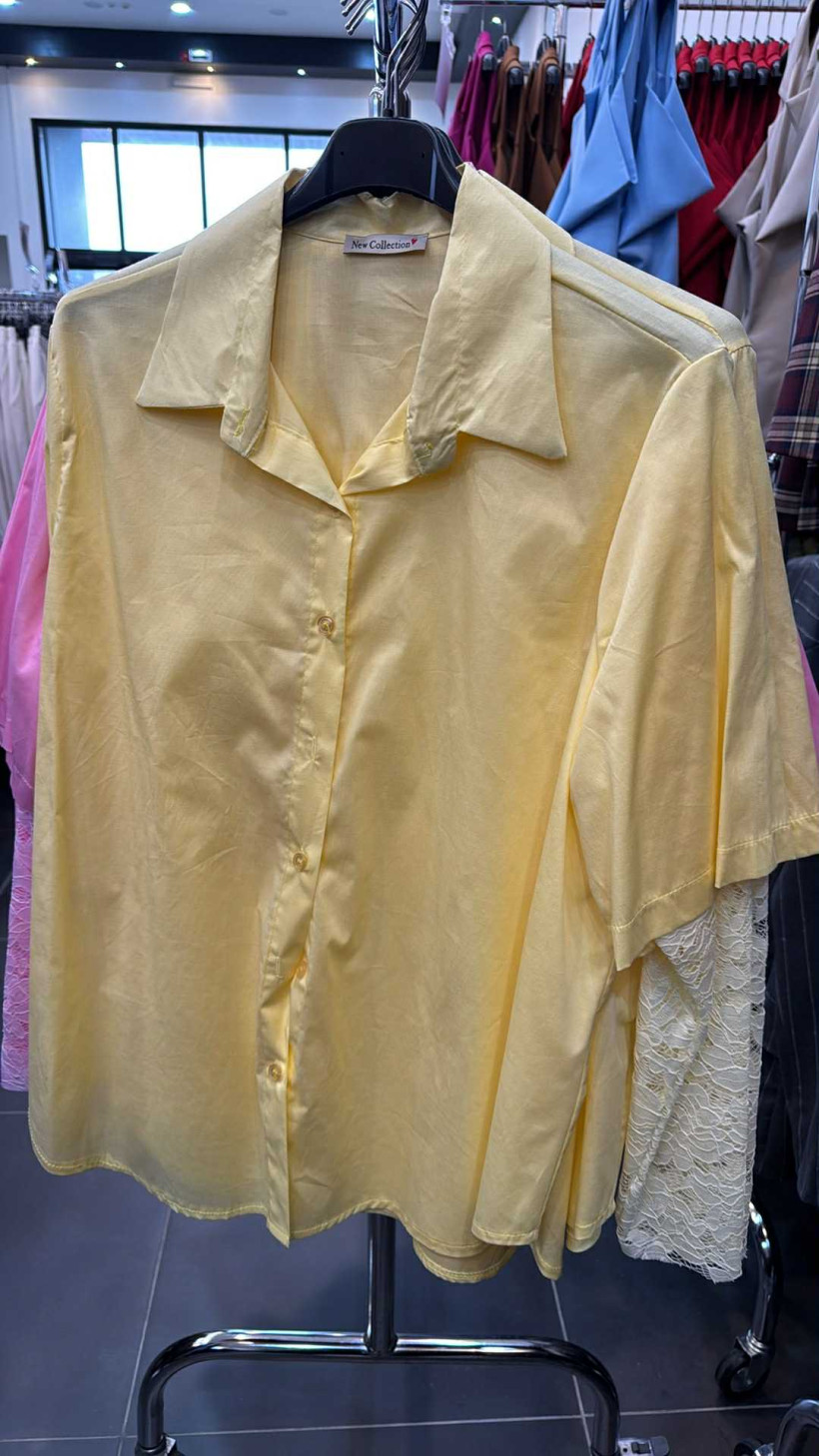 Italia nr 8 - Koszula jednokolorowa - koronkowe rekawy  Wł.260109 / 200109 - żółty