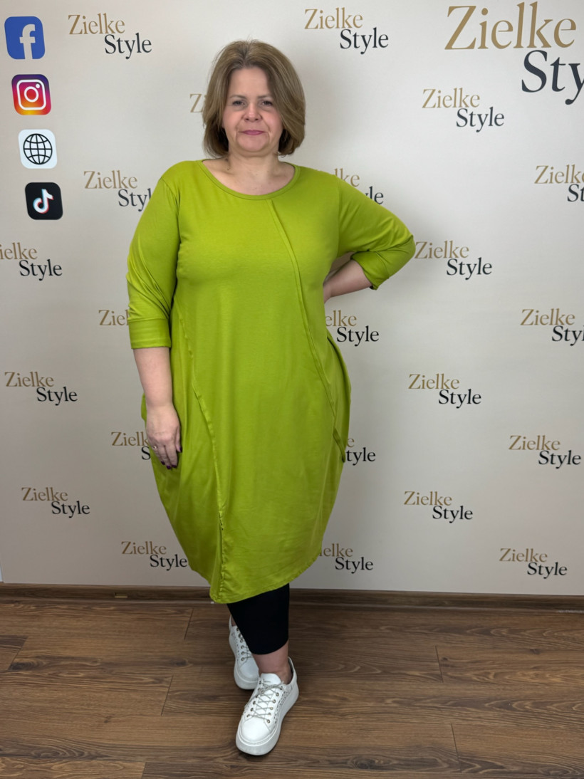 Italia nr 8 - Sukienka jednokolorowa - przeszycia zewnętrze Wł.24286 - szrekowy