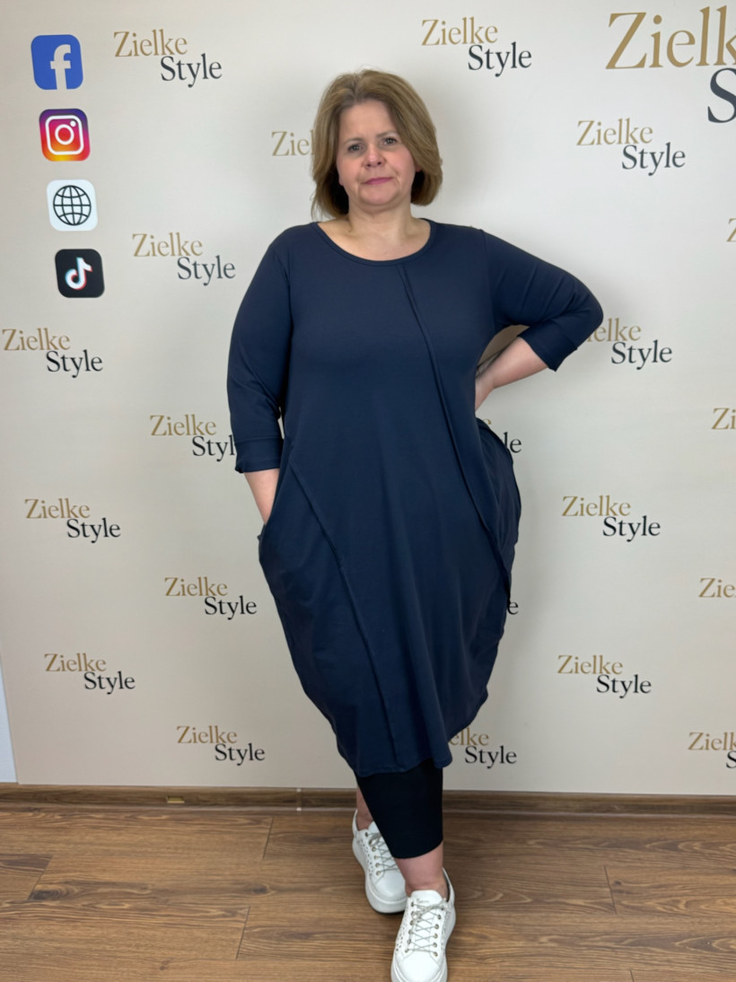 Italia nr 8 - Sukienka jednokolorowa - przeszycia zewnętrze Wł.24286 - granat