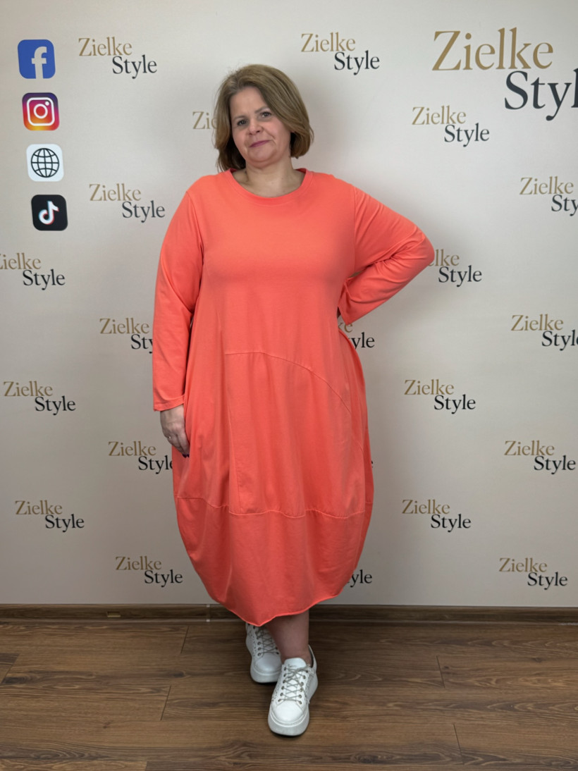 Italia nr 8 - Sukienka jednokolorowa - bombka Wł.25286 - pomarańcz