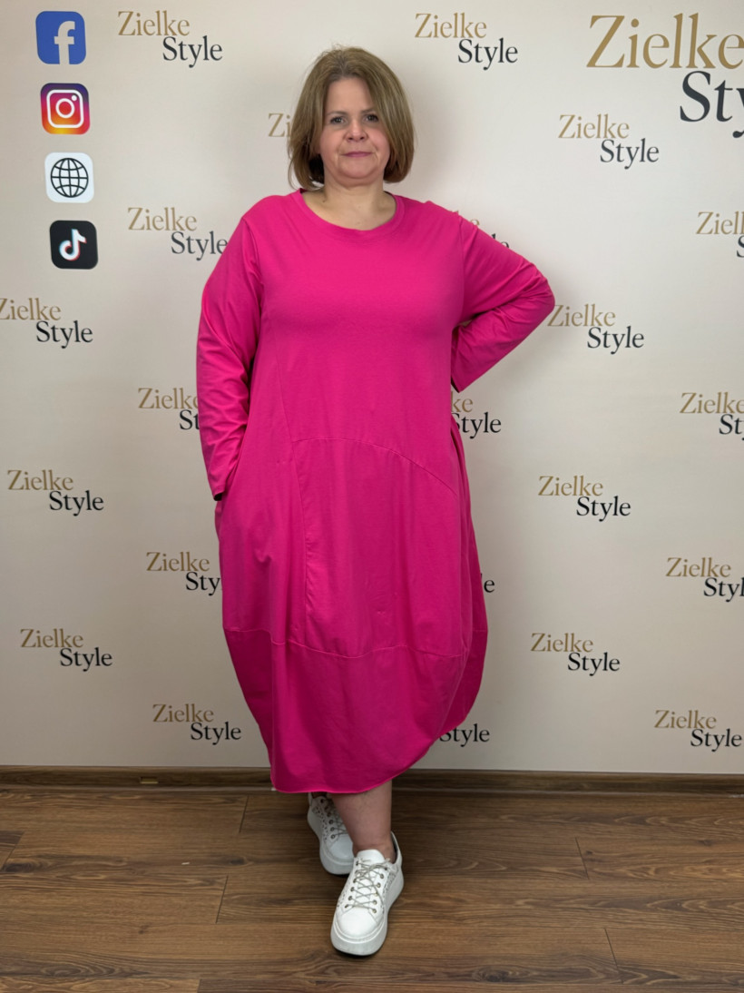 Italia nr 8 - Sukienka jednokolorowa - bombka Wł.25286 - fuksja