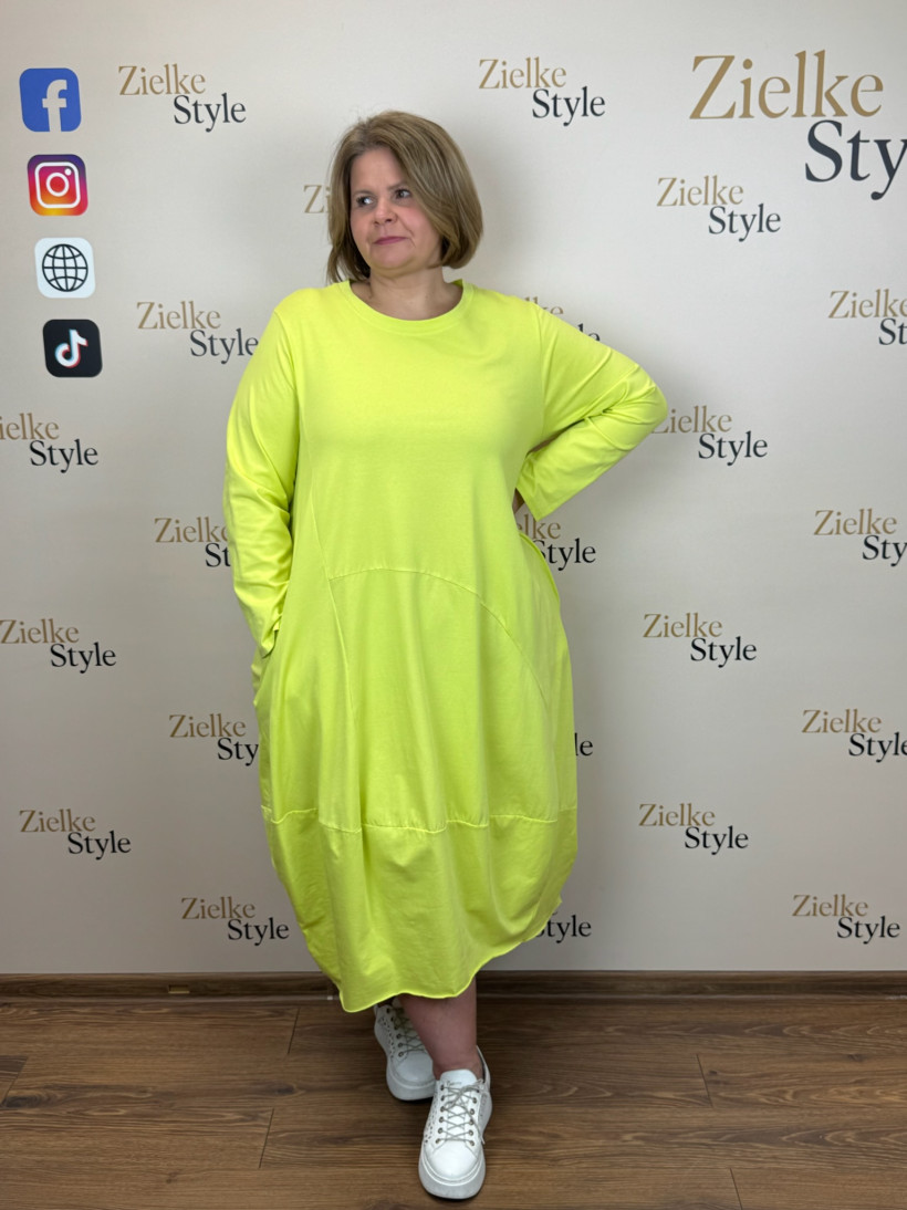 Italia nr 8 - Sukienka jednokolorowa - bombka Wł.25286 - limonka