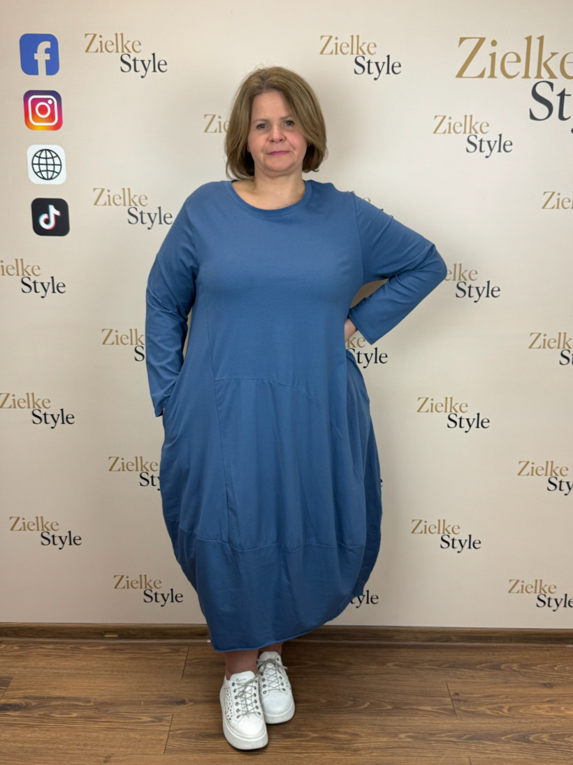 Italia nr 8 - Sukienka jednokolorowa - bombka Wł.25286 - jeanowy