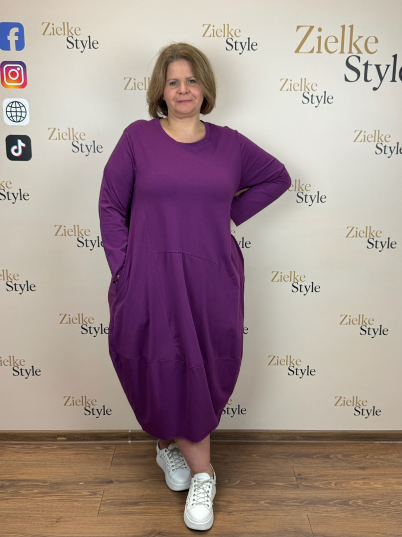 Italia nr 8 - Sukienka jednokolorowa - bombka Wł.25286 - magenta