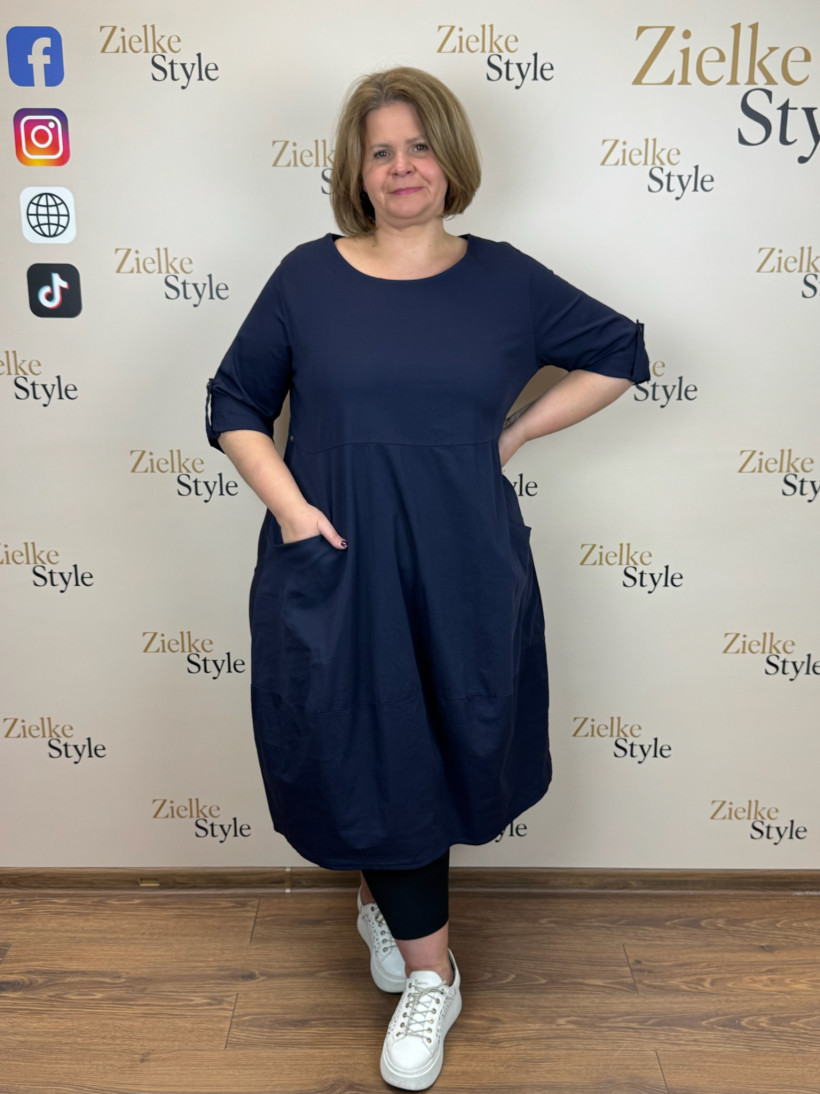 Italia nr 8 - Sukienka jednokolorowa  przeszyta Wł.26034 - granat