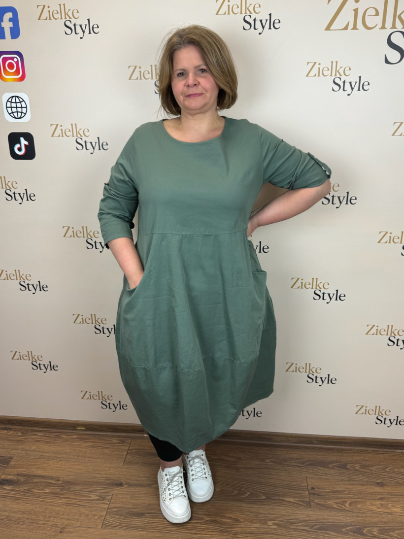 Italia nr 8 - Sukienka jednokolorowa przeszyta Wł.26034 - oliwka