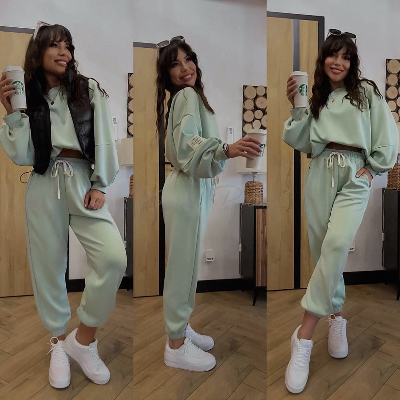 Komplet Dresowy Azara Original Nogawka Ściągacz Pastel Matcha