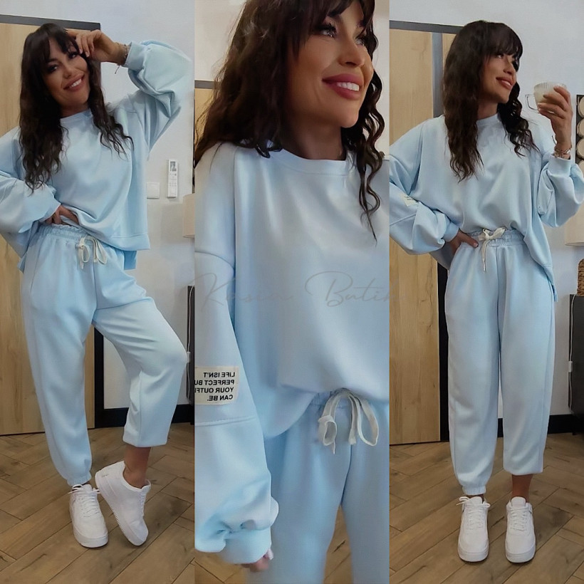 Komplet Dresowy Azara Original Nogawka Ściągacz Baby Blue