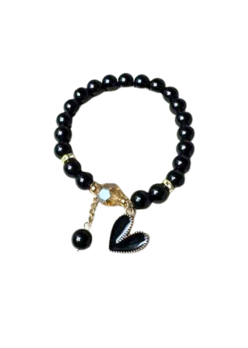 Bransoletka - serce czarne