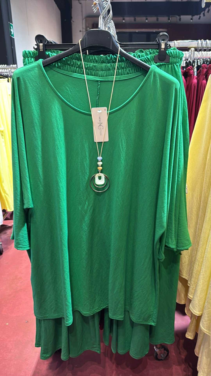 Italia nr.8 - Komplet, spodnie i tunika z naszyjnikiem - 2127 - zielony