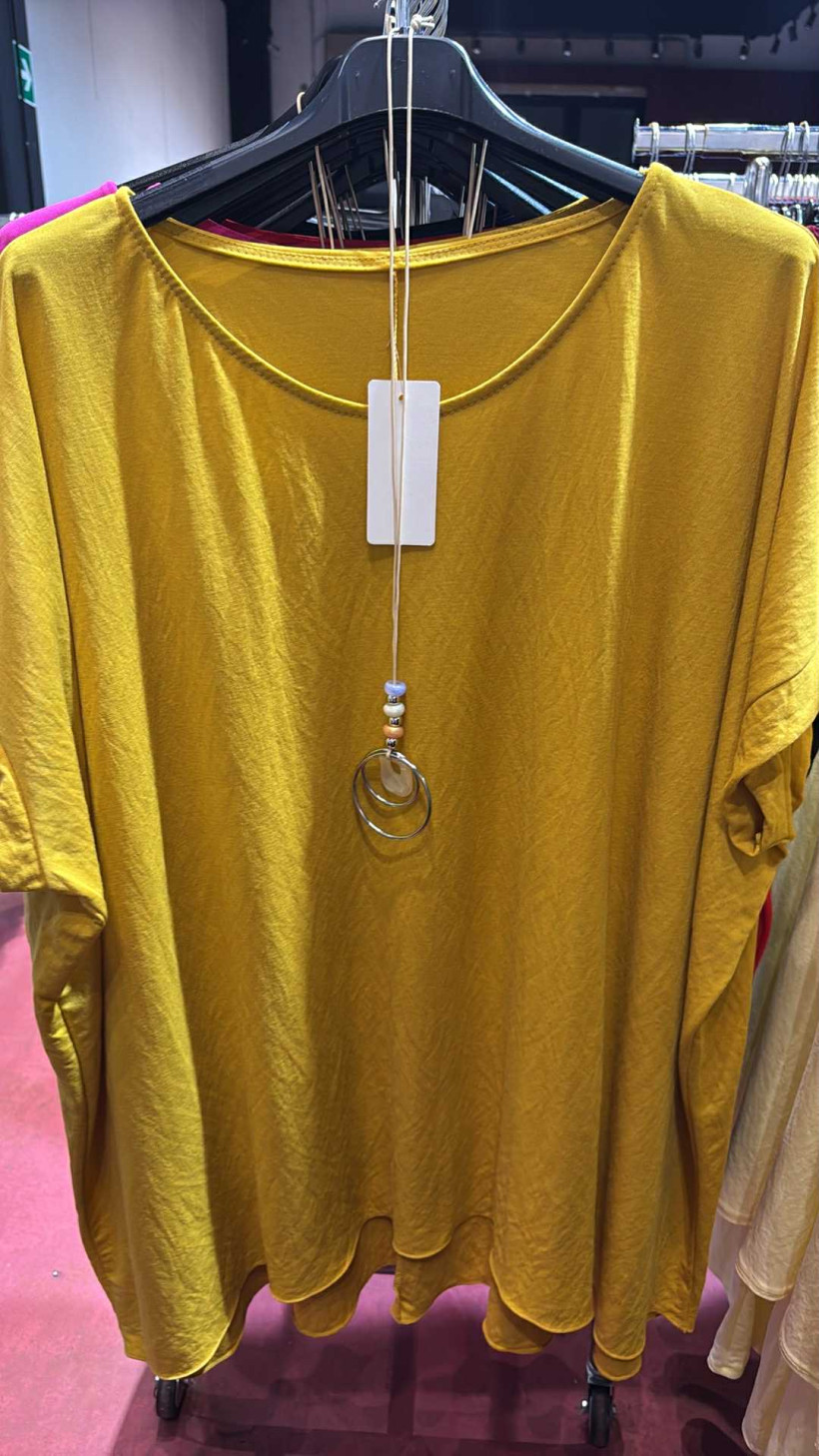 Italia nr.8 - Tunika jednokolorowa z naszyjnikiem - 2237 - musztarda