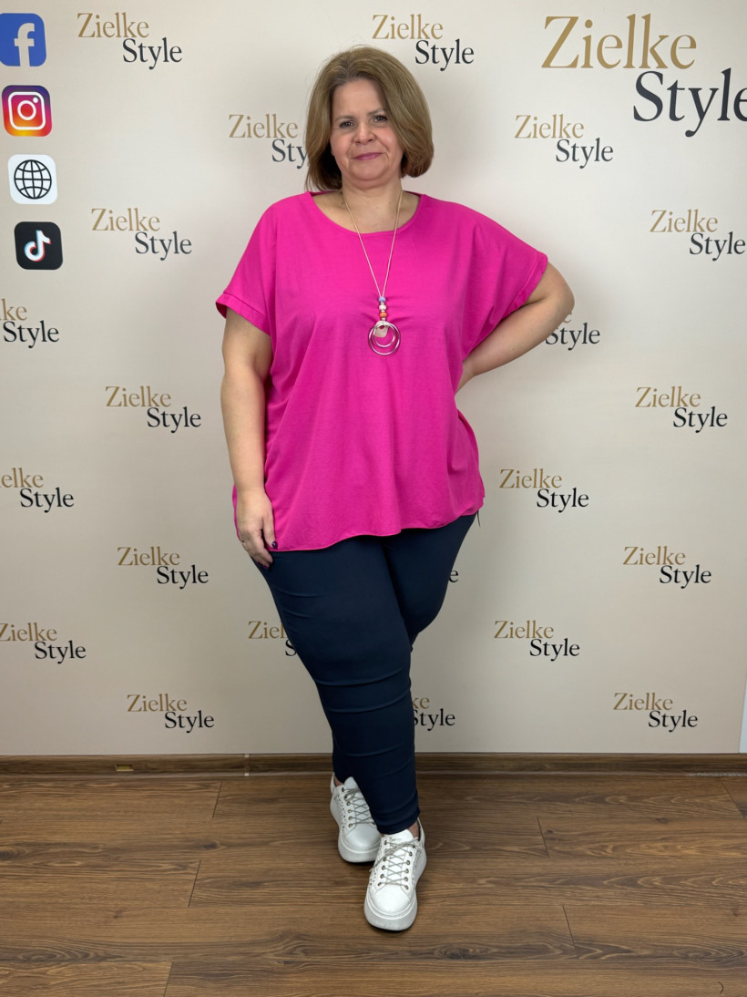 Italia nr.8 - Tunika jednokolorowa z naszyjnikiem - 2237 - róż 