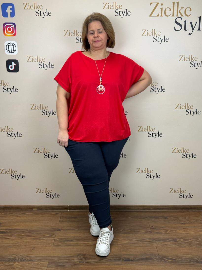 Italia nr.8 - Tunika jednokolorowa z naszyjnikiem - 2237 - czerwona