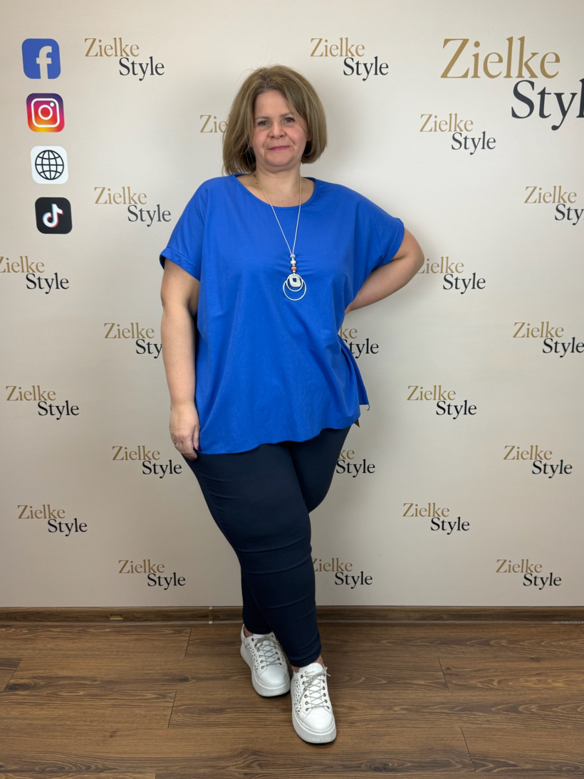 Italia nr.8 - Tunika jednokolorowa z naszyjnikiem - 2237 - chaber