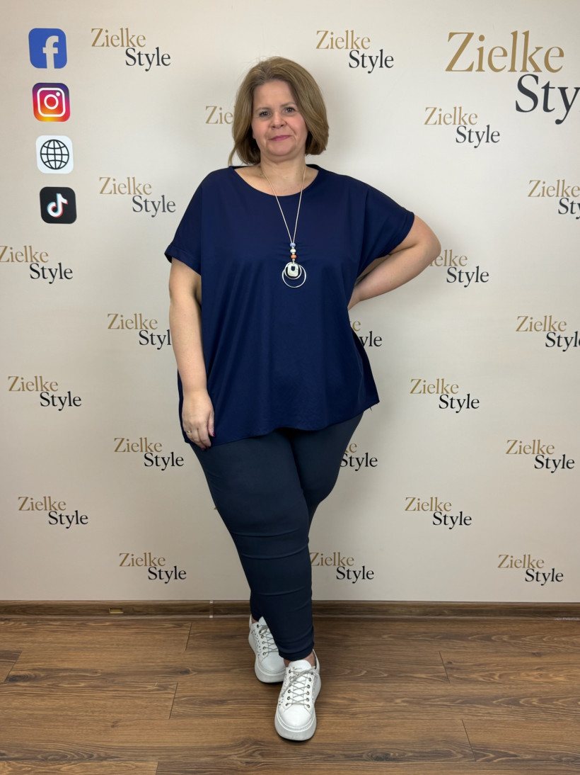 Italia nr.8 - Tunika jednokolorowa z naszyjnikiem - 2237 - granat