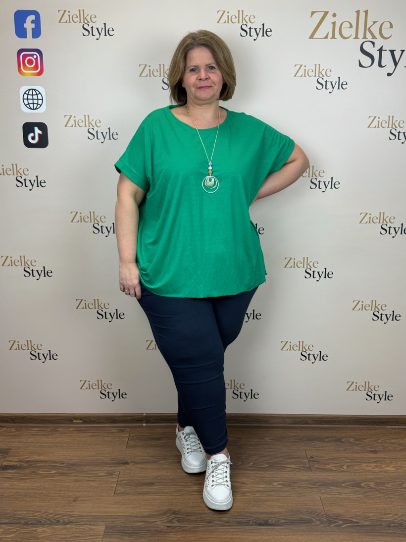 Italia nr.8 - Tunika jednokolorowa z naszyjnikiem - 2237 - zielona