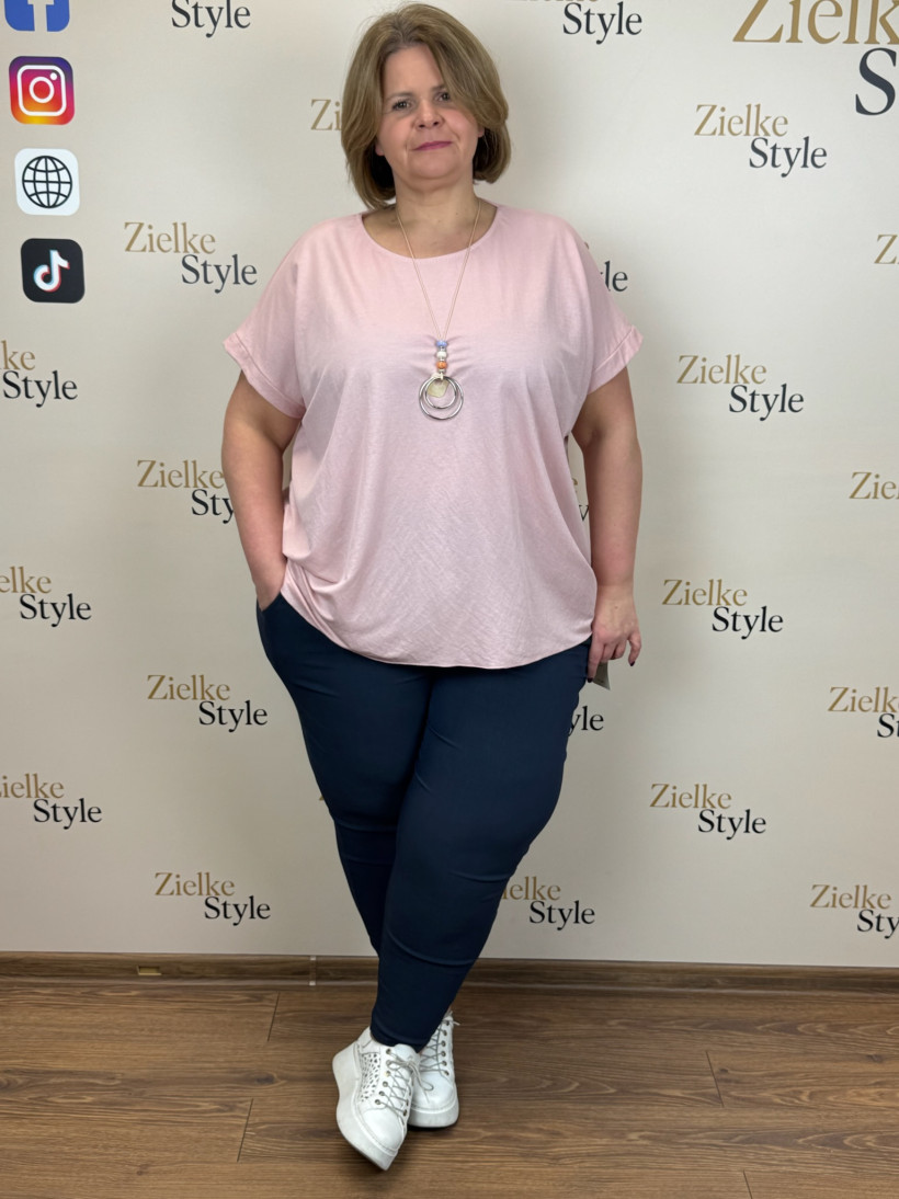 Italia nr.8 - Tunika jednokolorowa z naszyjnikiem - 2237 - puder