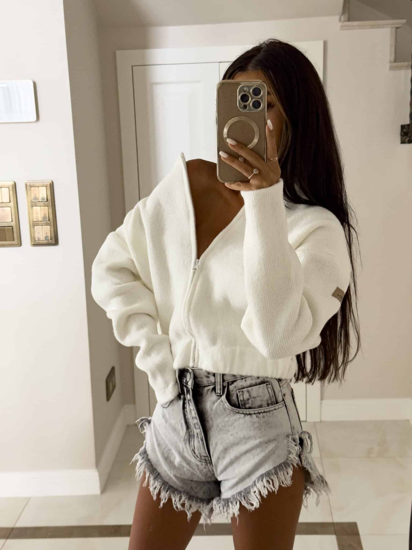 Sweter bomberka By Me Mohair - ecru 