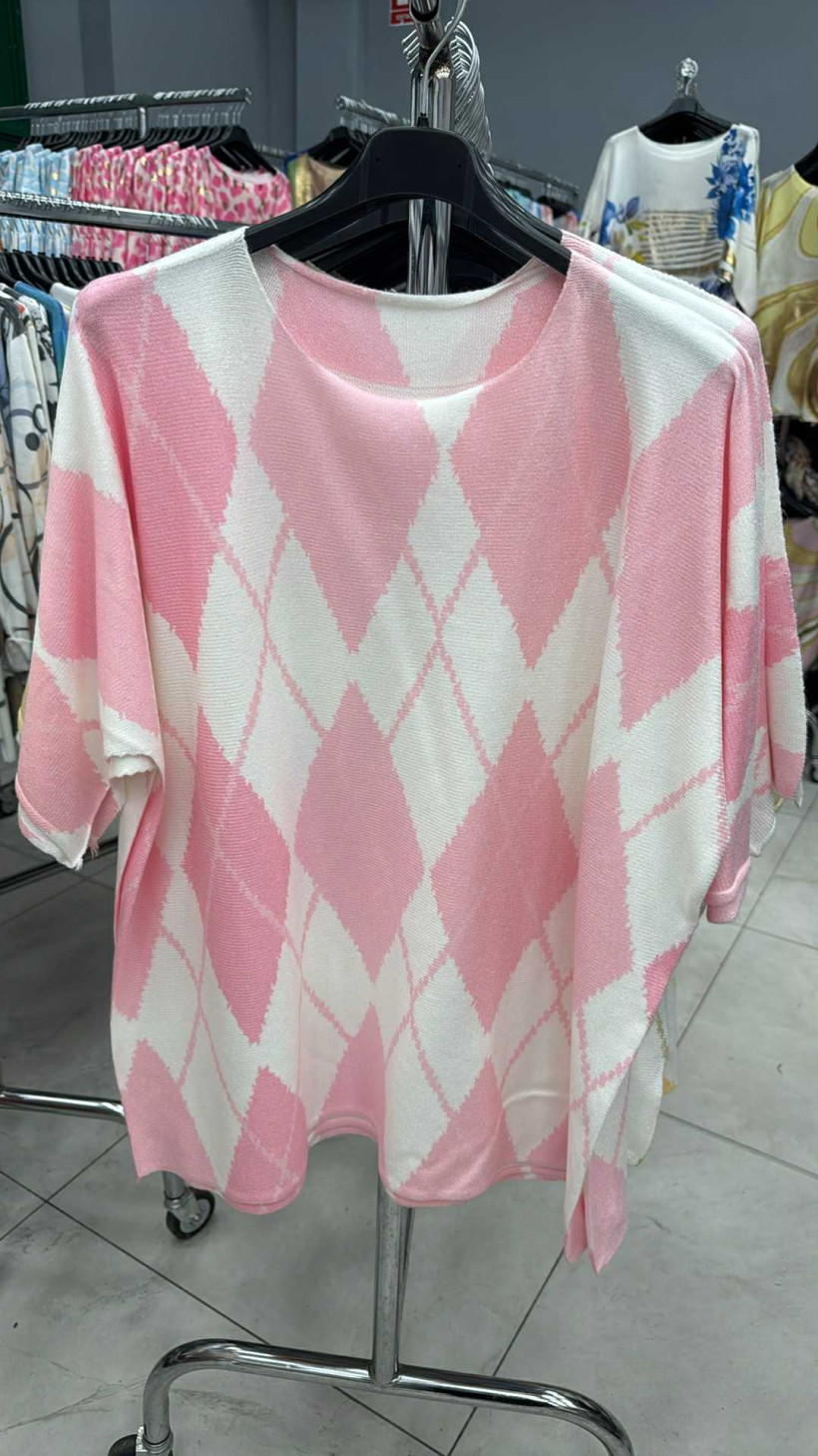 Italia nr.8 - Sweter romby - 1569 - róż 