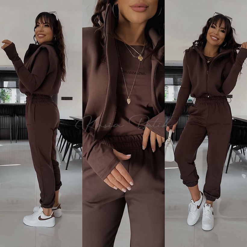 Komplet Bawełniany 3w1 Bugdalova Czekoladowy