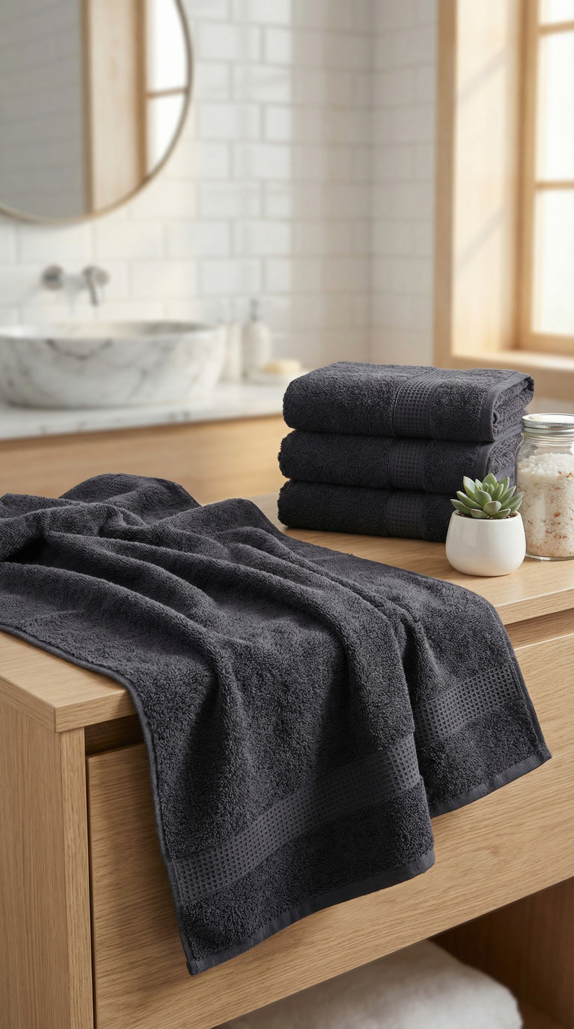 Ręcznik kąpielowy 100% bawełny czarny 70x140cm